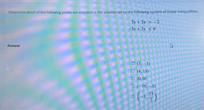 Solved Determine which of the following points are included | Chegg.com