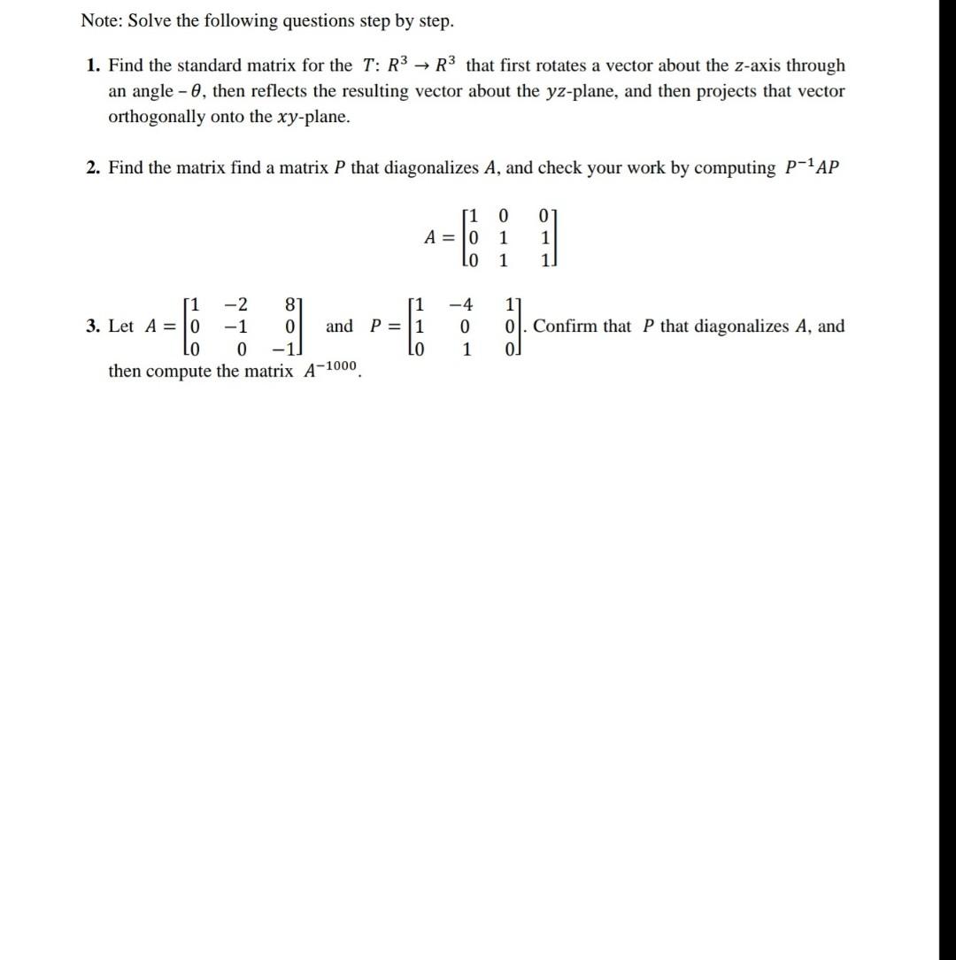 Solved Note: Solve the following questions step by step. 1. | Chegg.com