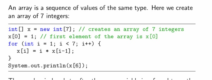Solved An array is a sequence of values of the same type. | Chegg.com