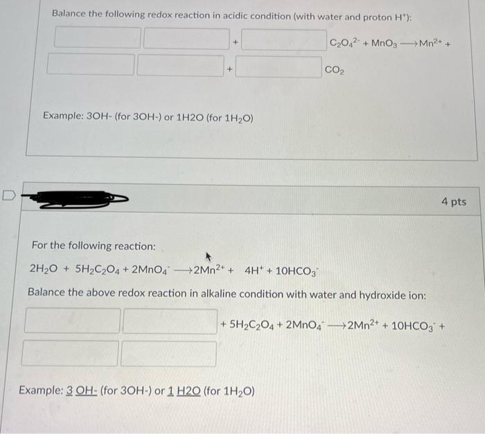 Solved Balance the following redox reaction in acidic | Chegg.com