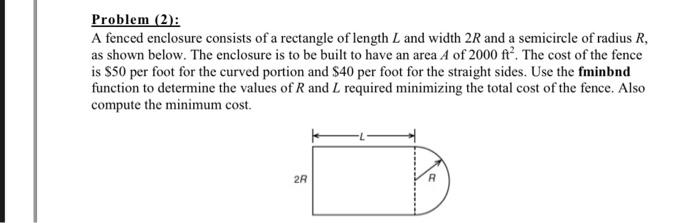 Solved Problem (2): A fenced enclosure consists of a | Chegg.com