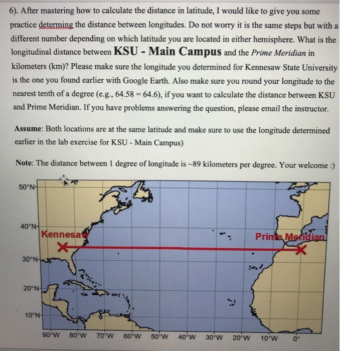 Solved 6). After mastering how to calculate the distance in | Chegg.com