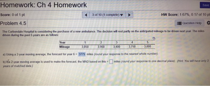 Solved Homework: Ch 4 Homework Save Score: 0 of 1 pt 3 of 10 | Chegg.com
