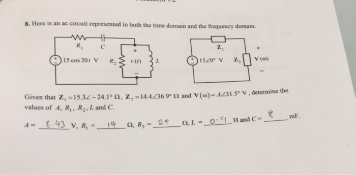 Solved 8. Here is an ac circuit represented in both the time | Chegg.com