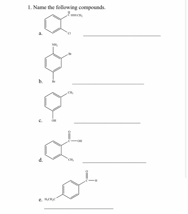 Solved 1. Name the following compounds. = CH Br عی b. Br C, | Chegg.com