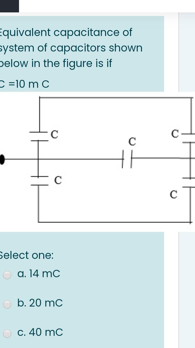 Solved Equivalent capacitance of system of capacitors shown | Chegg.com