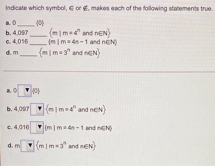 Solved Indicate which symbol, E or , makes each of the | Chegg.com