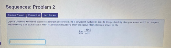 Solved Sequences: Problem 2 Previous Problem Problem List | Chegg.com