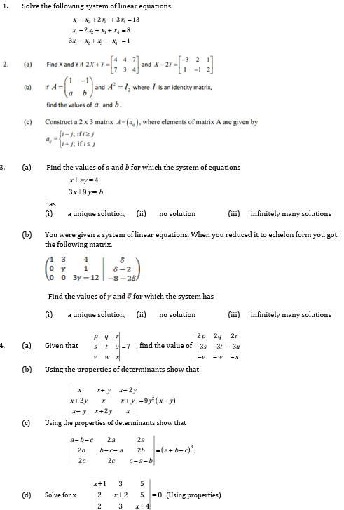 Solved Solve the following system of linear | Chegg.com