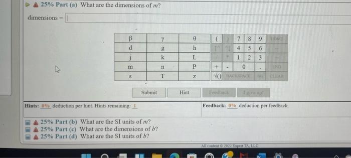 Solved (9%) Problem 3: Consider The Equation Y=mt B. Where | Chegg.com