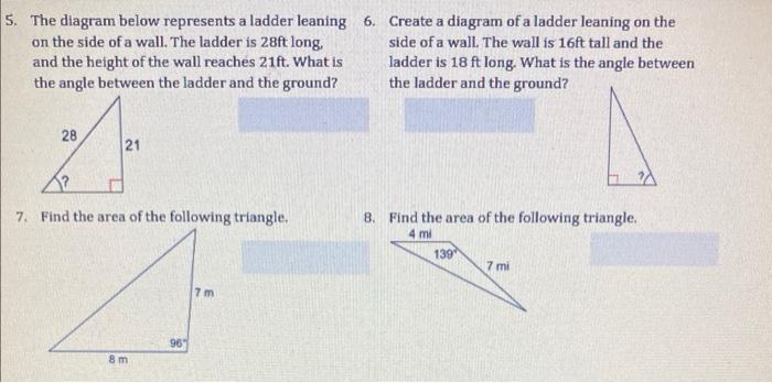 Solved 5. The diagram below represents a ladder leaning 6. | Chegg.com