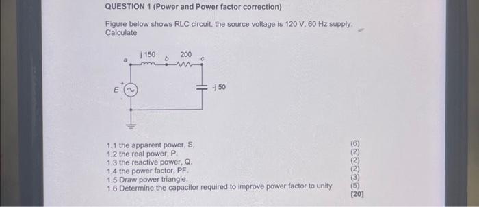 Solved QUESTION 1 (Power and Power factor correction) Figure | Chegg.com