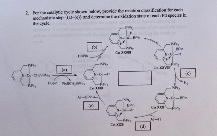 Solved 2. For the catalytic cycle shown below, provide the | Chegg.com