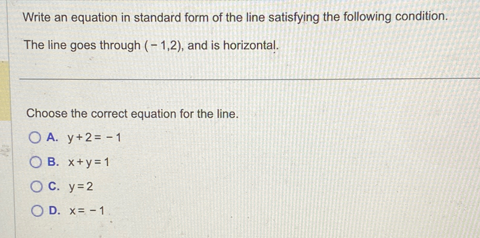 Solved Write an equation in standard form of the line | Chegg.com
