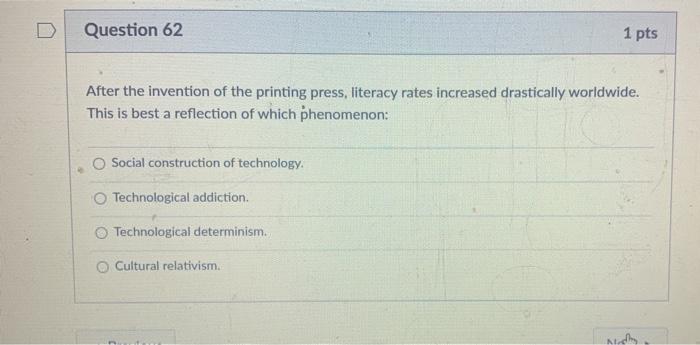 Solved Question 61 1 pts Which of the following is TRUE of a | Chegg.com