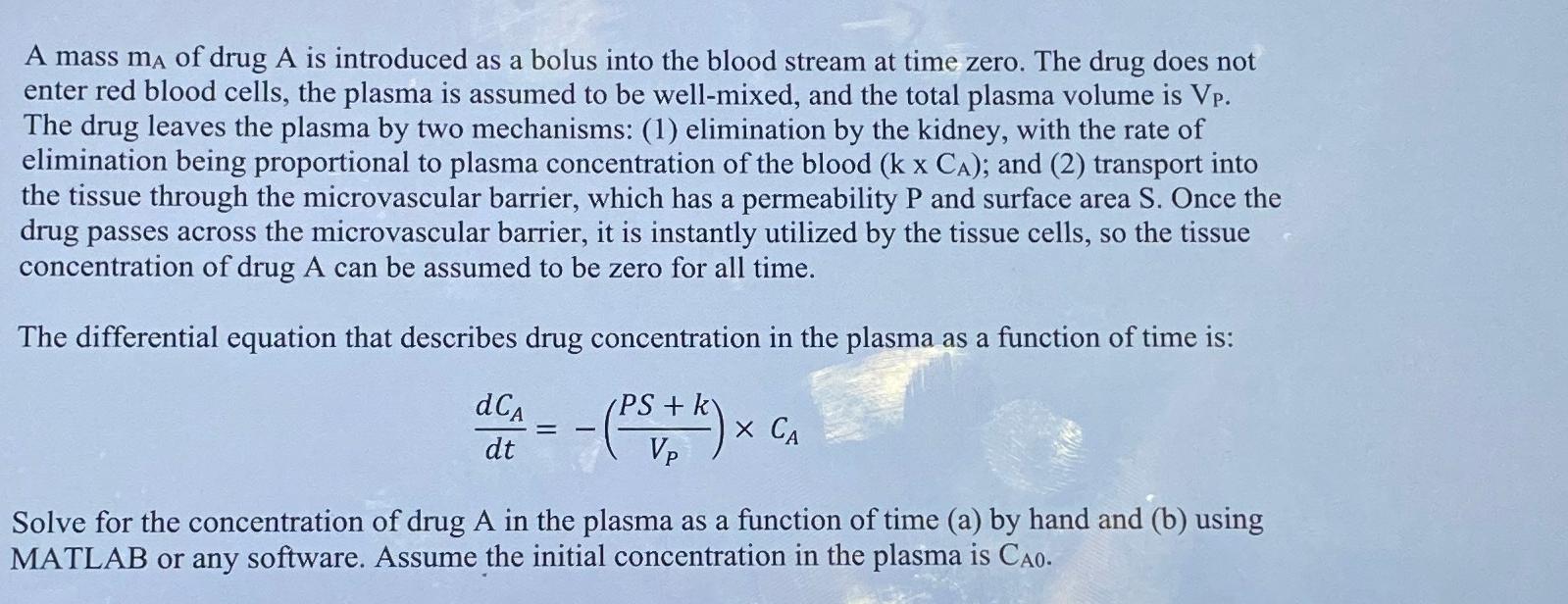Solved Can you help me solve for the concentration of A as a | Chegg.com