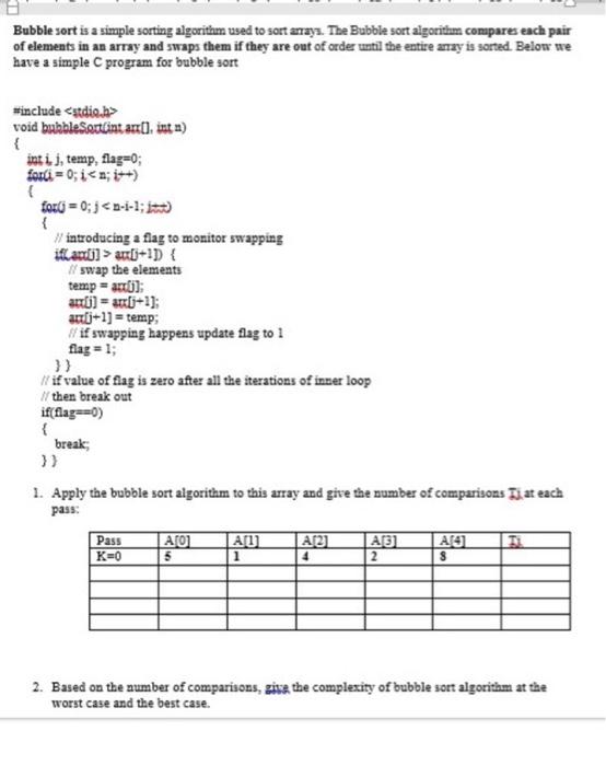 Bubble sort algorithm in C (With sample program) - QA With Experts