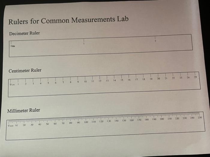 Rulers for Common Measurements Lab Decimeter | Chegg.com