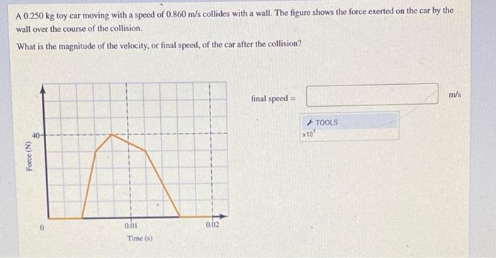 Solved A 0.250 kg toy car moving with a speed of 0.860 m/s | Chegg.com