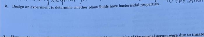 Solved 2. Design an experiment to determine whether plant | Chegg.com