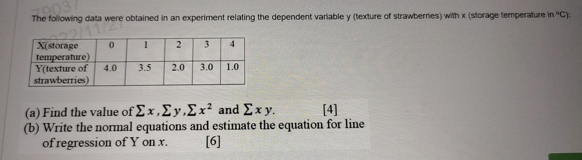 Solved The following data were obtained in an experiment | Chegg.com