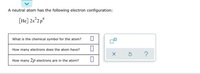 Solved interpreting the electron configuration of a neutral | Chegg.com