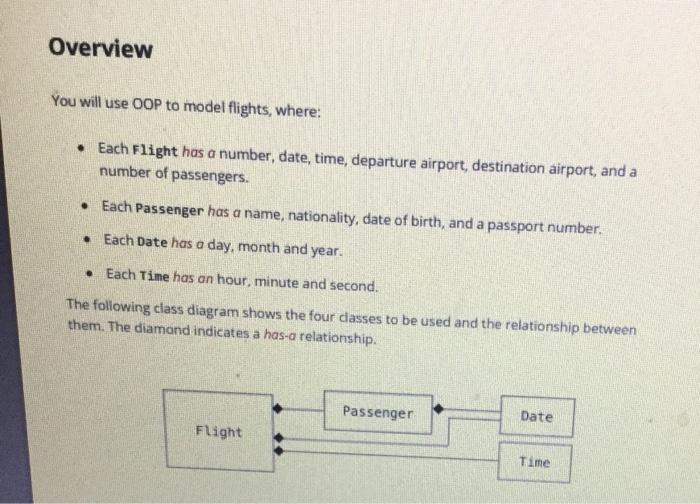 Solved Overview You will use OOP to model flights, where: • | Chegg.com