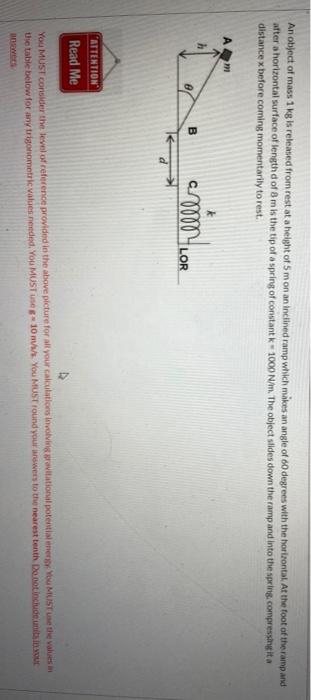 Solved An object of mass 1 kg is released from rest at a | Chegg.com
