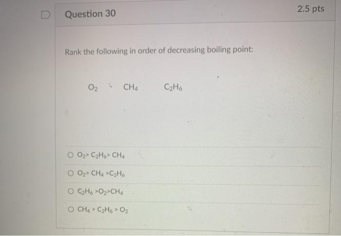 Solved 2.5 pts Question 30 Rank the following in order of Chegg