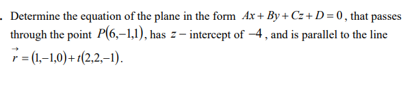 Solved Determine the equation of the plane in the form | Chegg.com