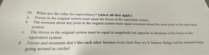 Solved 10. What are the rules for equivalency? (seleet all | Chegg.com