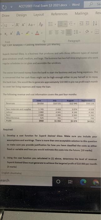 Solved ACCT2003 Final Exam S3 2021.docx - Word Design | Chegg.com