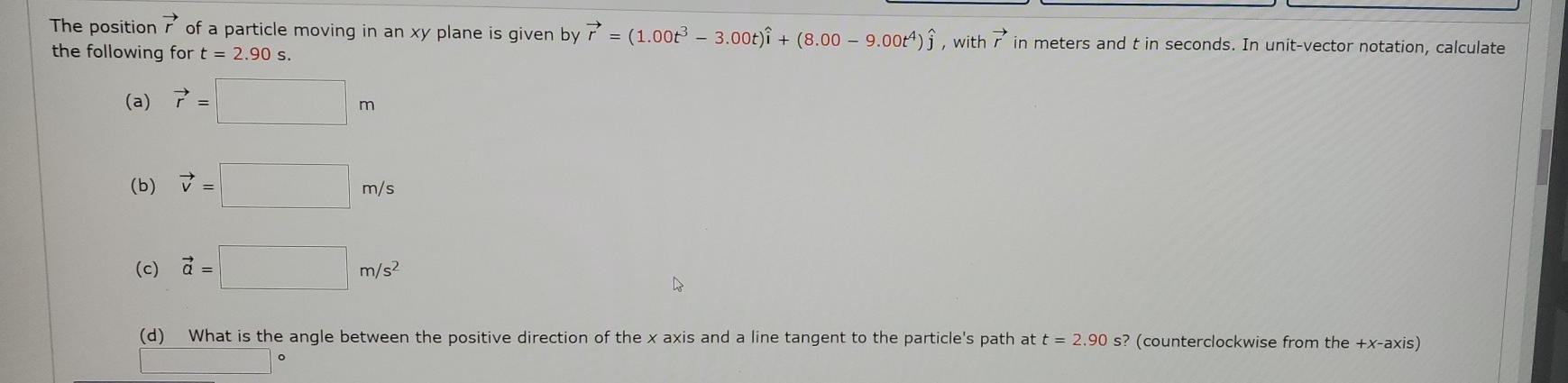 Solved The position 7 of a particle moving in an xy plane is | Chegg.com