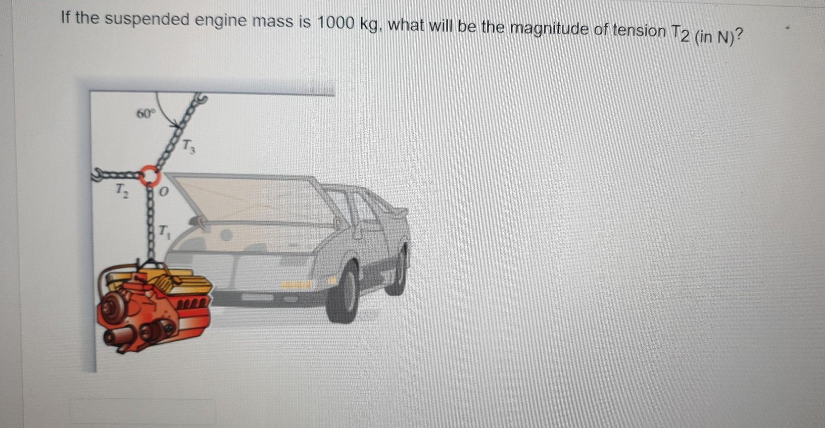 Solved If the suspended engine mass is 1000 kg, what will be | Chegg.com