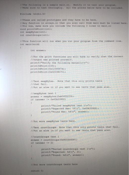 Solved Program in c and name the program bits.cctest bits.cc | Chegg.com