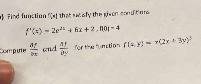 Solved Find Function F X That Satisfy The Given