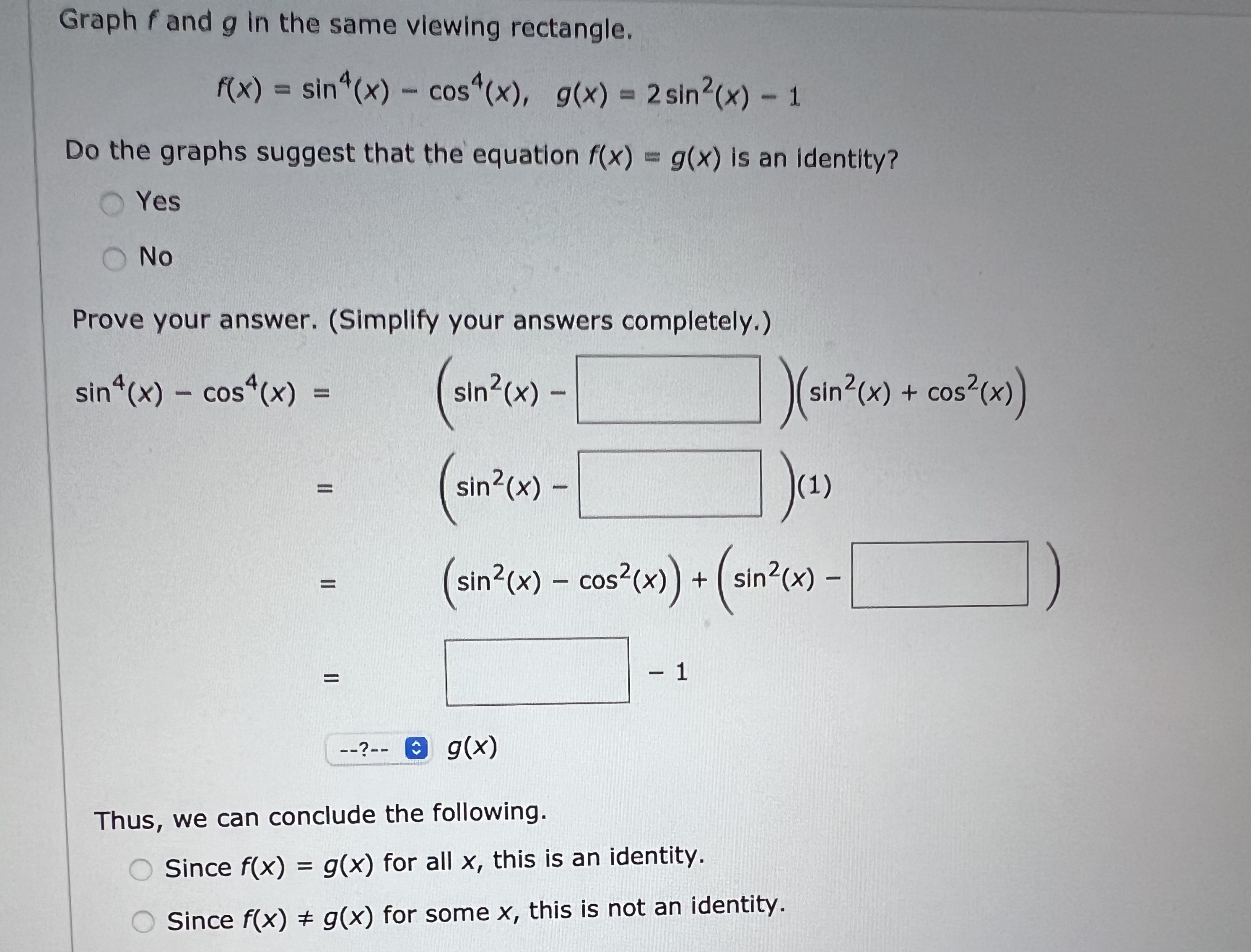 Solved Graph f ﻿and g ﻿in the same viewing | Chegg.com