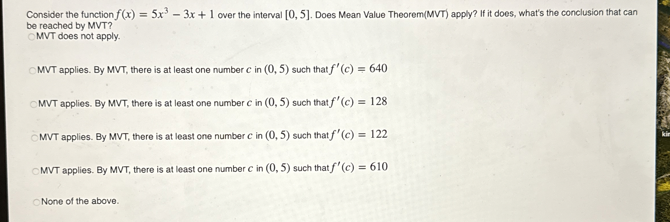 Solved Consider the function f(x)=5x3-3x+1 ﻿over the | Chegg.com