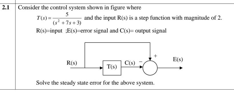 Solved 2.1 Consider the control system shown in figure where | Chegg.com