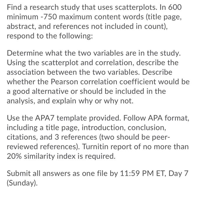 Solved Find a research study that uses scatterplots. In 600 | Chegg.com
