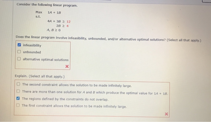 Solved Consider the following linear program. Max s.t. 1A + | Chegg.com