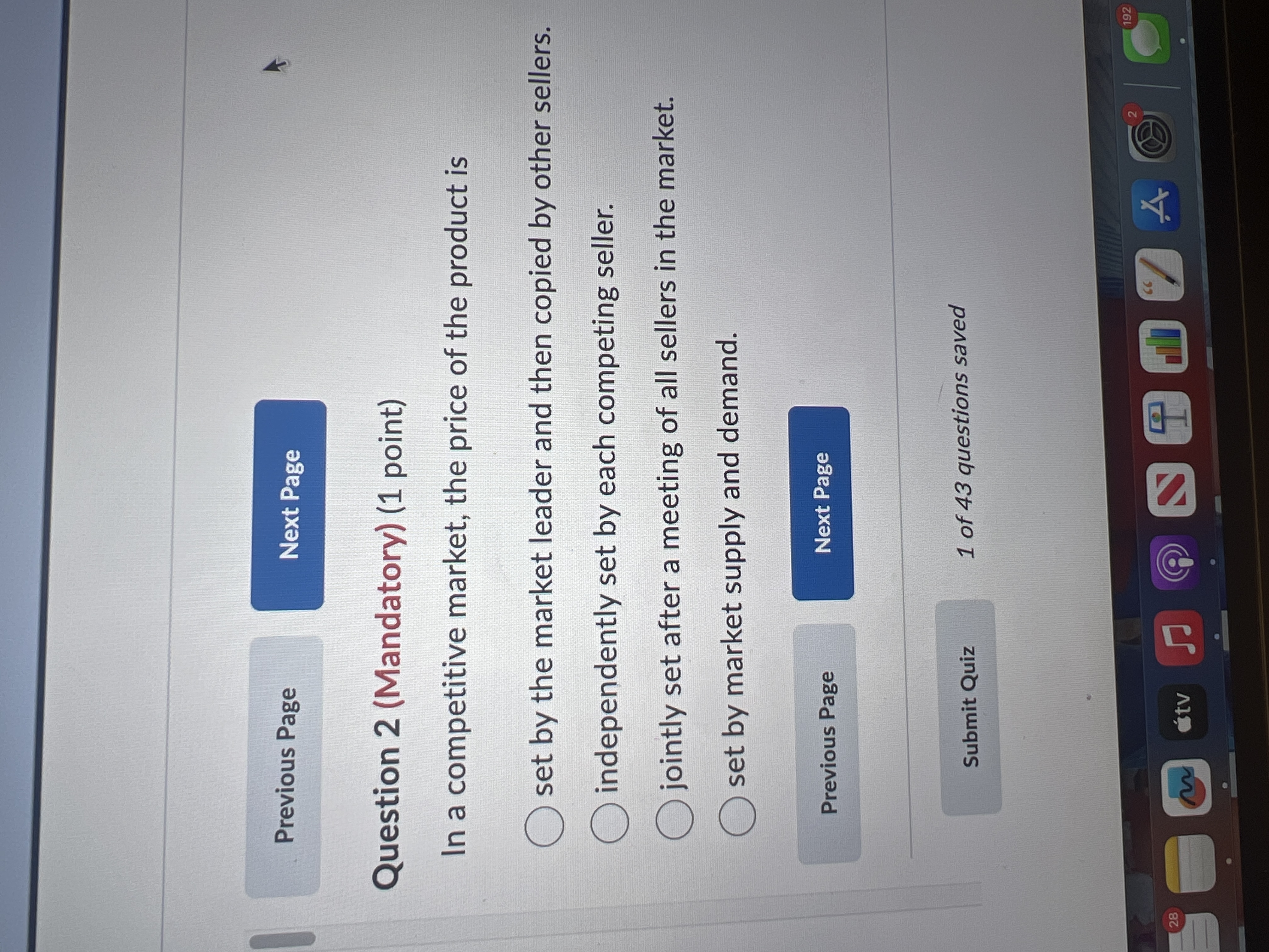 Solved Question 2 (Mandatory) (1 ﻿point)In a competitive | Chegg.com