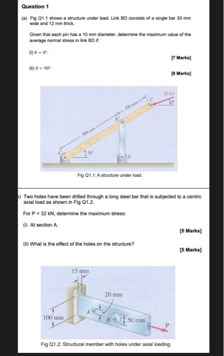 Solved Question 1 (a) Fig 01.1 shows a structure under load. | Chegg.com