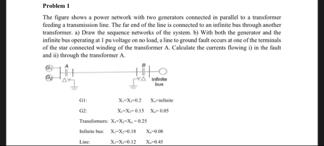 Solved Problem 1The figure shows a power network with two | Chegg.com