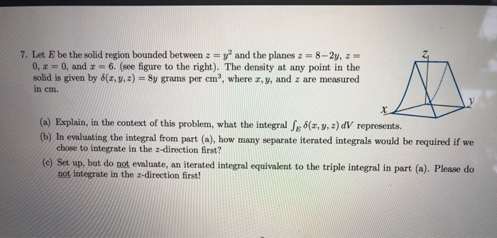 Solved 7. Let E be the solid region bounded between z = y² | Chegg.com