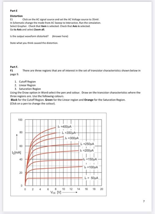 Solved Part E Distortion E1 Click on the AC signal source | Chegg.com