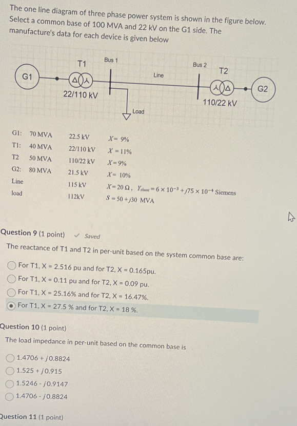 Solved The one line diagram of ﻿three phase power system is | Chegg.com