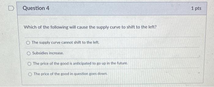 Solved D Question 4 1 pts Which of the following will cause | Chegg.com