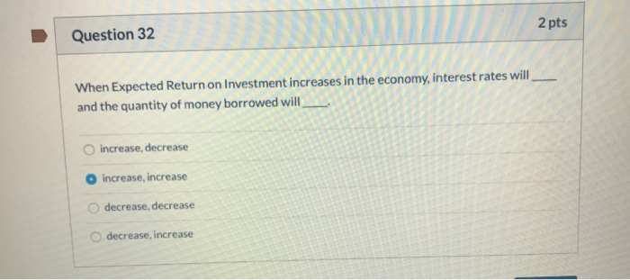 Solved Question 32 2 pts When Expected Return on Investment | Chegg.com