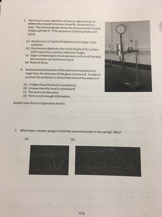 Solved 5. The Pascal's vases apparatus shown on right